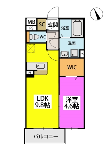 赤間駅前計画B棟301の間取り